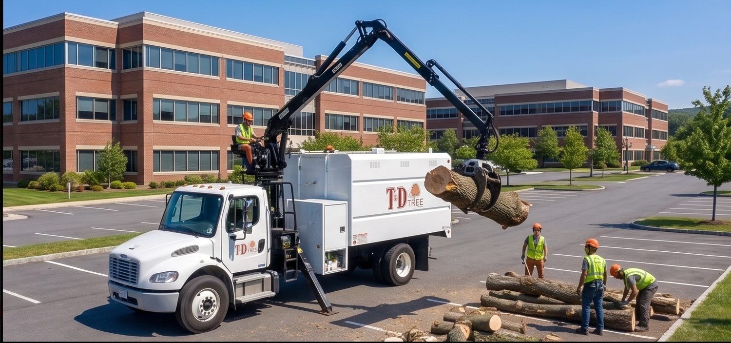 Tree service Essex County NJ crew from T&D Tree Service removing a large oak